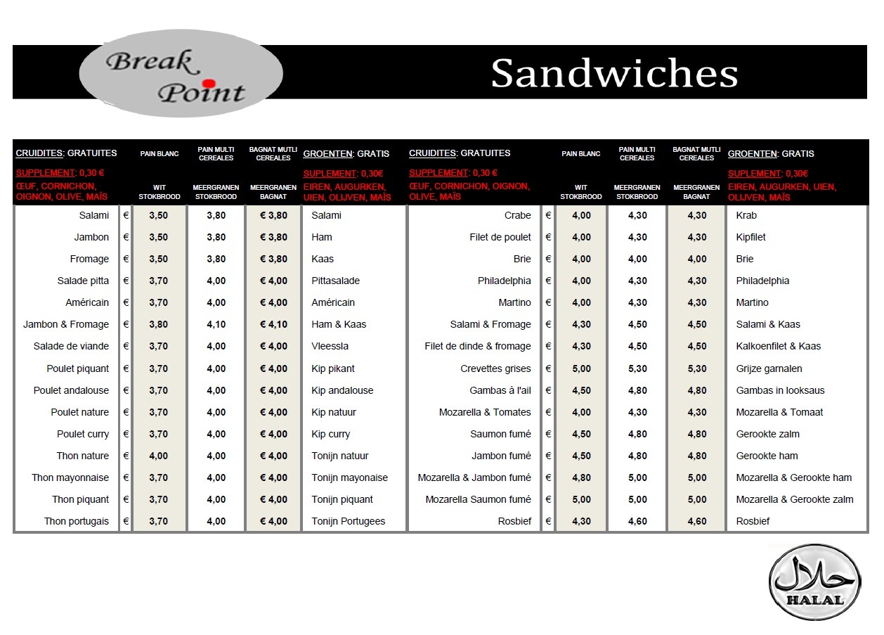 sandwich snack breakpoint brussels broodjeszaak